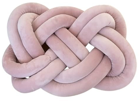 champracer Knotenkissen, Lammwolle, Knoten, Ballkissen, Knotenballkissen, handgefertigt, geknotet,Plüsch Kissen Ästhetische Zierkissen Kissen für Bett Sofa Couch Boden (Leder rosa,44x35 cm)