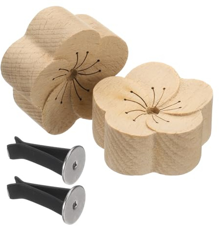 sourcing map 2Pcs Wood Essential Oil Diffuser, Beech Finish Plum Car Diffusers for Essential Oils Small Wooden Aromatherapy Scent Diffusers Air Freshener with Car Clip for Car, Home, and Office