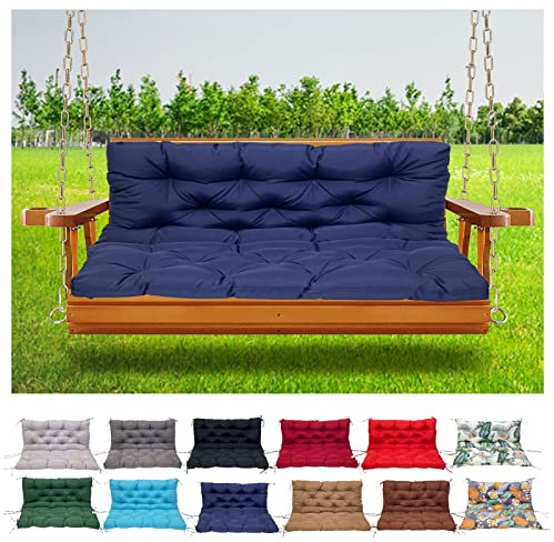 Outdoor-Bank-Schaukelkissen, wasserdicht, 100 x 100 x 100 x 10 cm dick, rutschfest, Ersatzkissen für Garten, Terrasse, Veranda, Schaukel, 2- und 3-Sitzer-Rückenkissen, Dunkelblau