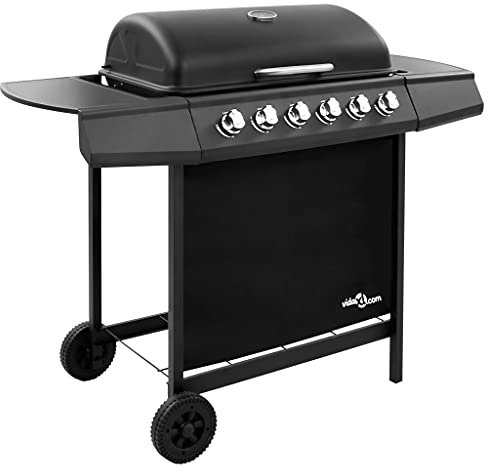 Willood Barbacoa de Gas con 6 Fogones Quemador Parrilla Asador Cocinar Camping Senderismo Picnics Jardín Patio Exterior Aire Libre Terraza Negro