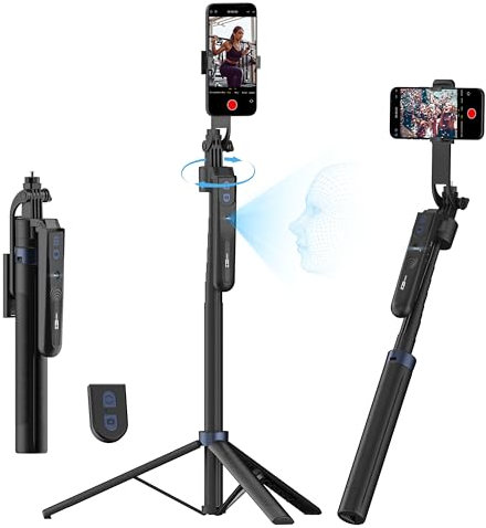 USKEYVISION 70” Auto Face Tracking Tripod, Extendable 360° Rotation Phone Holder for iPhone and Android, Selfie Stick w/Remote Control and Smart Gesture,Phone Tripod Video Recording for TikTok(UTK-01)