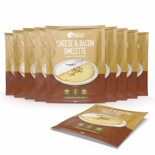Shake That Weight - Omelette au fromage et au bacon - 10 repas, riche en protéines, substitut de repas diététique faible en calories, sans gluten, riche en fibres, sans huile de palme