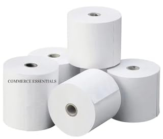 COMMERCE ESSENTIALS - Rollo de Papel Térmico sin Bisfenol A de 80x80 mm. Impresión rápida y nítida para Cajas Registradoras. Ideal para impresoras térmicas de alta velocidad. (Pack de 8 u.)