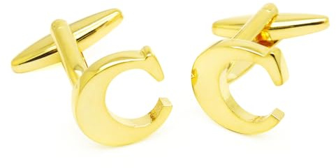 HONEY BEAR 1 Paar Herren Manschettenknöpfe Hochzeit Cufflinks Manschettenknopf Buchstabe Gold (C)
