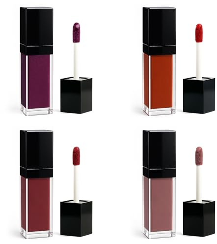 Matte Liquid Lipstick 4 Colors- 16Hr Waterproof & Kiss-Proof, Non-Cracking Velvety Finish, Trendy Shades | Vegan Lipstick for Wedding/Date Night (Bomb Rouge Goddess Over You, 7ml)