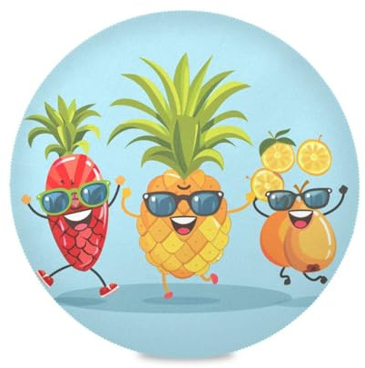 Blue Fruits placemats for Round Tables Reusable placemat Place mat Washable underplate mat Waterproof Outdoor placemats Set of 6 15.4x15.4in