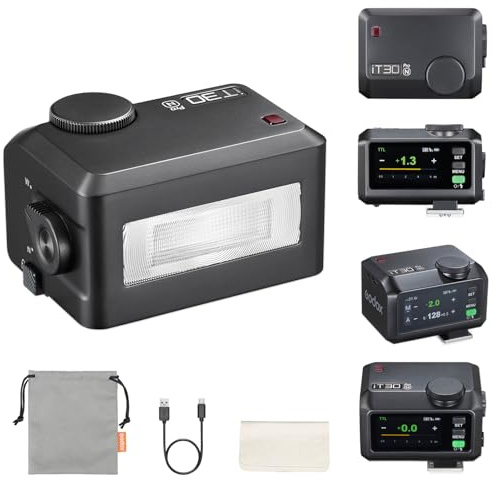 Godox iT30Pro-N Flash TTL pour Appareil Photo Nikon, GN15 Tactile Écran Flash de Nikon, HSS 1/8000s USB-C Charge Support 560 Fois Flashs et Flash Maître