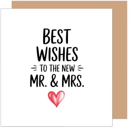 Edition Seidel Premium quadratische Glückwunschkarte zur Hochzeit mit Umschlag. Hochzeitskarte Grußkarte Karte mit englischem Text für Mann & Frau Mr. & Mrs. Just Married Best Wishes (HQ162 SW025)