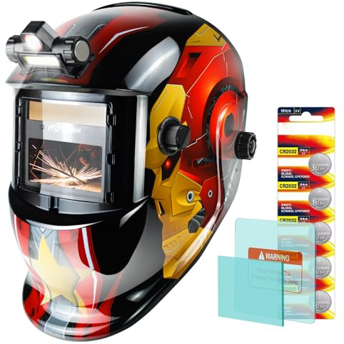 TRQWH Welding Helmet with Light True Color Auto Darkening Welding Helmets for Men Solar Powered Welding Hood with 2 Arc Sensor Wide Shade 4/9-13 for TIG MIG ARC Cool Welder Mask