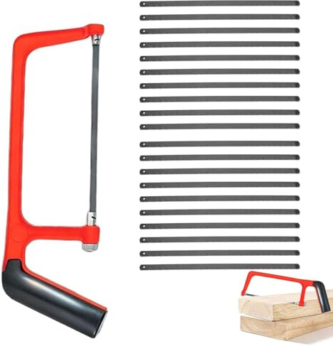 xwnyzw 21 Pcs Mini Hacksaw Set, with 20 Junior Hacksaw Blades, Hack Saw with Handle, Adjustable Mini Saw Durable Suitable for Cutting Wood Cardboard and Water Pipes