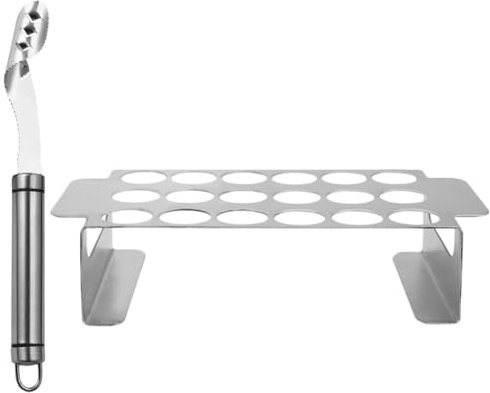 NUOBESTY Grille de Barbecue en Acier Inoxydable et Vide-poivron Cuisine et Barbecue, Support pour Cuisses de Poulet, Ustensiles BBQ Multifonctionnels en INOX, Accessoires pour Griller