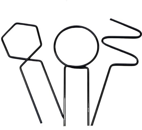 FUBESK Lot de 3 supports de plantes grimpantes en fer avec couronne en métal pour vignes et fleurs, noir