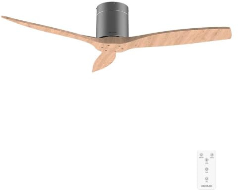 Cecotec Ventilador de Techo EnergySilence Aero 5400 Classic Iron&LightWood | Mando a Distancia, 52, Motor DC 40W, 3 Aspas, 6 Velocidades, Temporizador hasta 8h, Modo Winter/Summer