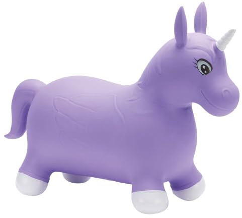 ToyToyToy Sprungpferd Hüpfpferd Hüpftier Hüpfpony 62 cm Verschiedene Motive (Einhorn (Lila))
