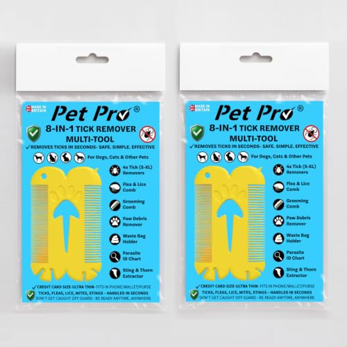 Pet Pro 2 Pack Pocket Tick Removal Tool for Dogs & Cats | Tick Cards