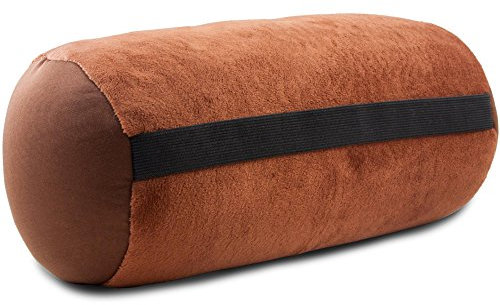 CelinaTex Rullo Nackenrolle mit Gummiband 30 x 12 cm braun Plüsch Auto Nackenkissen Micropearls Füllung Reisekissen