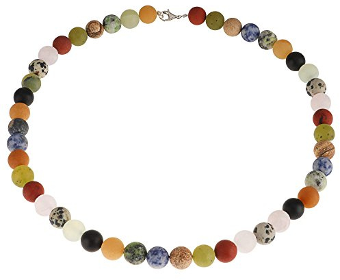 Multicolor Edelstein-Kette Achat Onyx Jade Jaspis Karneol Calcit Sodalith Kugel mattiert