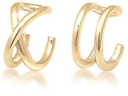 Elli Earcuff Set Silber 925 Vergoldet 24K Ohrmanschette Damen Ohrringe für Frauen Ohrklemme Wickleohrring Durchmesser 7mm Helix 0301693018