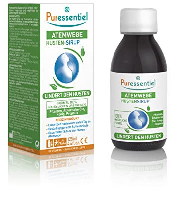 Puressentiel Atemwege - Hustensirup mit Pflanzen, ätherischen Ölen, Honig und Propolis - Hustenstiller - 100 Prozent natürliche Wirkstoffe, 125 ml