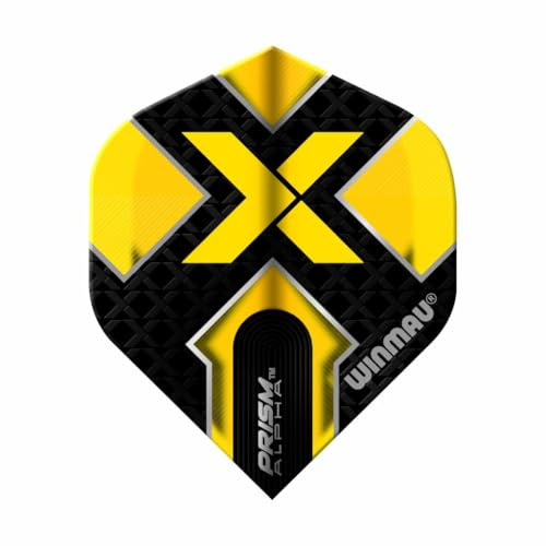WINMAU Prism Alpha Black & Yellow Extra Dicke Dart Flights - 1 Sätze pro Packung (3 Flights insgesamt)