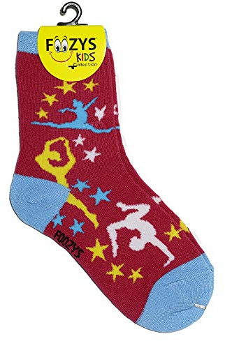 Foozys Kids Girl’s Gymnastics Socks - Colorful Fun Crazy Cute Crew Socks