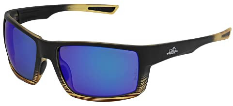 Bullhead Safety Eyewear BH2679PFT Sawfish, Gafas de Protección, marco de tortuga / templo con desvanecimiento negro, lentes polarizadas antivaho azul, pieza de nariz TPR negra y extremos de las sienes