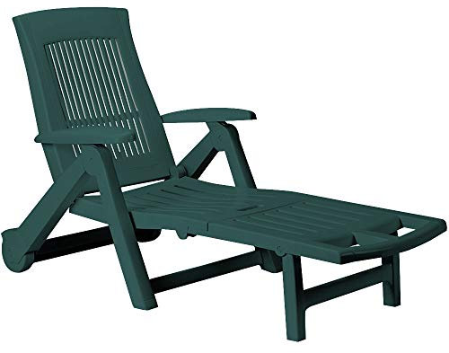 Casaria® Sonnenliege mit Rollen Gartenliege Wetterfest Klappbar 5-Fach Verstellbar Kunststoff 120kg Belastbar 195x72cm Balkon Strandliege Camping Grün