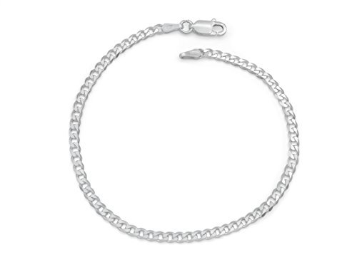 Damen-Armband Panzerarmband 925 Sterling Silber rhodiniert 3mm breit Länge wählbar 16,5 17 18 18,5 19 19,5 20 21 22cm Panzerkette anlaufgeschützt Armkette (18)