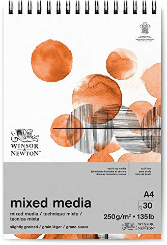 Winsor & Newton Mixed Media Spiral Pad, A4, 250gsm, 30 Sheets