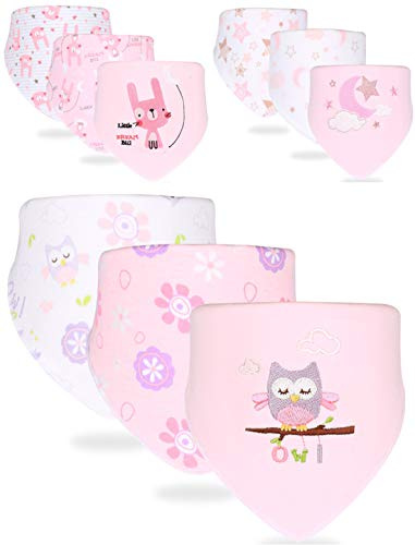 Chilsuesssy Baby Lätzchen 9er Halstücher Set Lätzchen mit Druckknöpfen Dreieckstuch Baby Halstuch Spucktuch Unisex aus soft Bio-Baumwolle für Junge und Mädchen, Lätzchen A