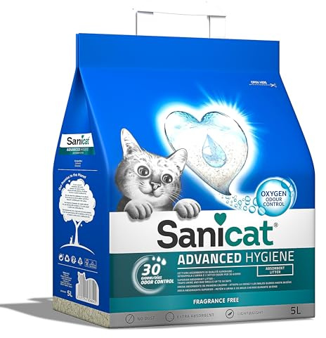 Sanicat - Arena para Gatos Advanced Hygiene sin Perfurme | Super Absorbente | Producto higiene de tu Mascota | Atrapa Malos olores | 5L de Capacidad