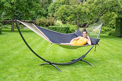 Tropilex Südamerikanische Hängematte Single mit Gestell | Handgefertigt | Fairtrade | 8 Stile & 10 Farben zur Auswahl | Flexibel & Belastbar | Perfekt für den Garten, Camping und auf Reisen geeignet