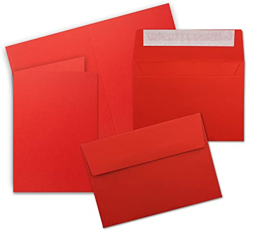 FarbenFroh by GUSTAV NEUSER 75x Faltkarten Set DIN A6 / C6 - Doppelkarten mit Umschlägen - Rot - 14,8 x 10,5 cm (105 x 148 mm) - Haftklebung mit Abziehstreifen