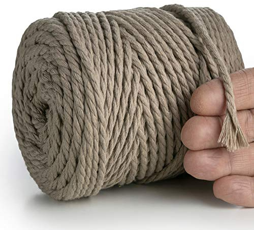 MeriWoolArt® Corda Macramè Naturale, 75M Macramè Corda 4mm, Corda in Cotone Morbido per Macramè Acchiappasogni, Arazzo da parete Macrame, Decorazione Macramè Fai da Te, Spago per Decorazioni
