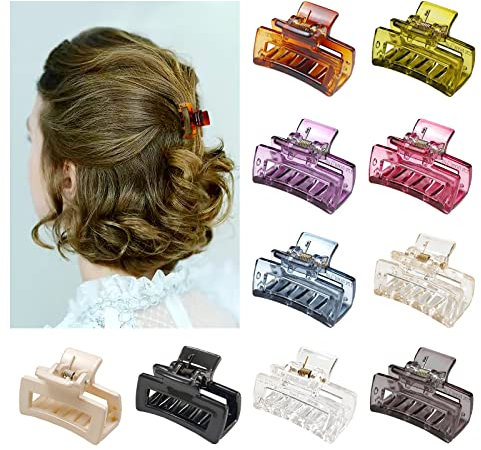Kleine Haarspangen Damen Dünnes Haar, Kavya 10 Stück Haarspange Eckig Klein 4 CM Haarklammer Klein Mittelgroß Haarklammern Bunt für Frauen Mädchen