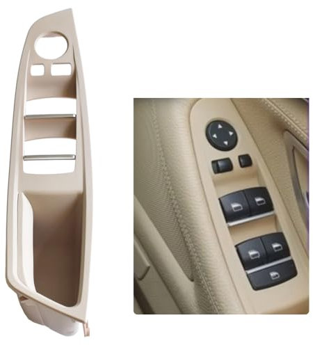 Hacreyatu RHD-Driver Side Door Handle for BMW 5 Series F10 F11,Window Switch Armrest Panel,Driver Seat Button Switch Frame Storage Box for BMW 520 523 525 528 530 535 2010-2016 (Oyster)