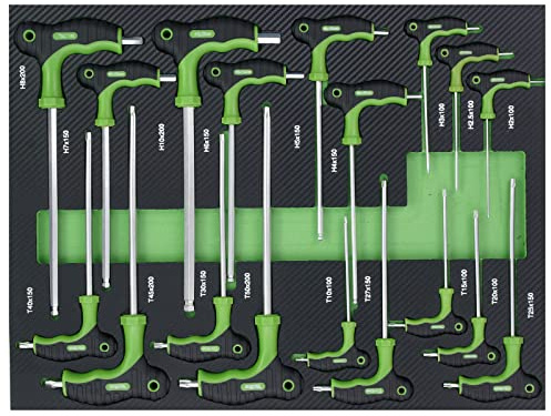 TRUTZHOLM Profi Werkstattwagen Einlage Innensechskantchlüssel Set Torx T-Griff 18 tlg. Schaum 515x395x40mm