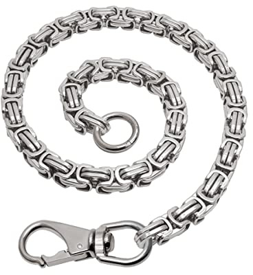 Soul-Cats Edelstahl Schlüsselkette Hosenkette Biker Portemonnaie Kellnerkette Karabiner, Farbe: Silber, Länge: 45 cm