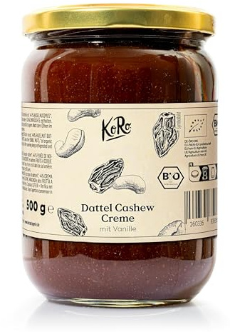 KoRo - Crema di datteri e anacardi bio 500 g - Vegana - Senza olio di palma - Solo tre ingredienti - Da agricoltura biologica