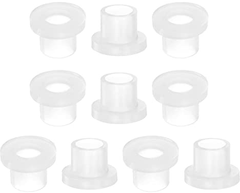 sourcing map 10pcs Flanged Sleeve Bearings 6mm Bore 8mm OD 8.1mm Length Nylon Bushings for Shaft, White