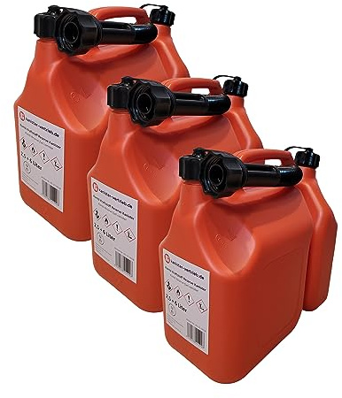 kanister-vertrieb® SET-ANGEBOT: 3 Stück 2,5 + 6 L Kombi Kraftstoffkanister Dieselkanister Benzinkanister Farbe orange inkl. Ausgießer