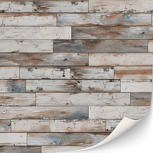 3 fogli di pavimentazione autoadesivi per case delle bambole in scala 1:12 (blu shabby bianco)