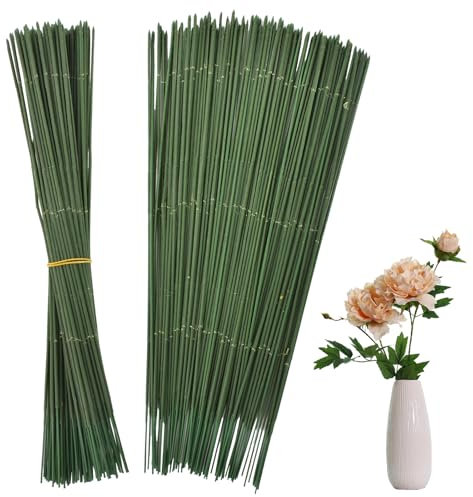 Zimoer 100 Stück Blumenstieldraht,Dunkelgrüner Stieldraht für Blumen, Floristendraht Grün,Premium-Blumendraht für Handarbeiten, Blumenherstellungszubehör, Floristen-Blumenarrangements Floristik (25CM)