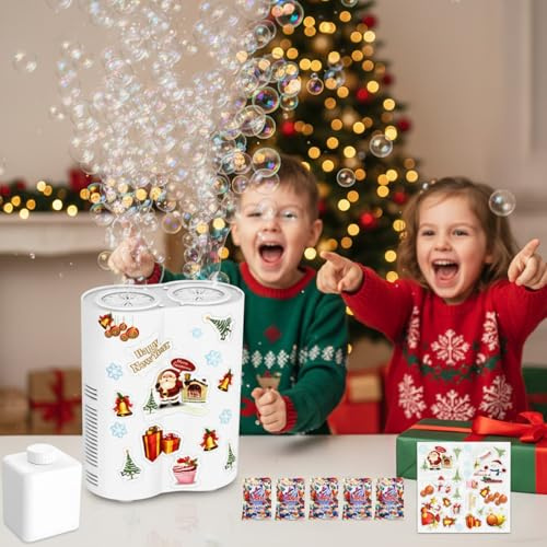 Fireworks Bubble Machine Toy for Kids, Automatic Bubble Machine with Lights and Music, Electric Bubble Machine Making Toys for Decoration, Outdoor Fun Christmas & Birthday Gift for Boys and Girls