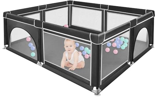 Laufgitter für Babys, 180 x 150 x 66 cm, Zaun für Babys, kleiner modularer Laufstall für Kinder, für die Wohnung, Spielgitter für Babys, Sicherheitszaun mit Sicherheitstür, rutschfeste Unterseite,