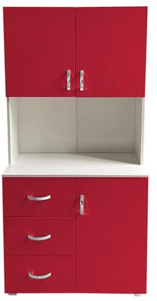 HTI living Küchenschrank Blanca Rot Weiß Küchenbuffet 6 Regalfächer 3 Schubladen
