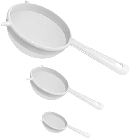 Lot de 3 passoires en plastique à mailles fines - Passoire à double oreille avec poignée - Tamis à farine pour la cuisine