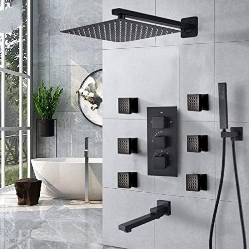 Duscharmatur-Set, Wandmontierte Thermostat-Mischbatterien, Thermostatventil Für Luxus-Regendusche Mit Massagesystem, Wasserhahn Für Badewanne, 16-Zoll-Duscharmaturen