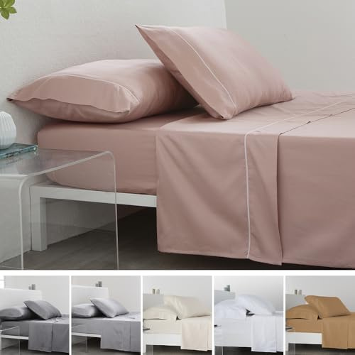 COTTON ARTean Juego sábanas Cama 150 Saten 300 Hilos LEUNA Nude