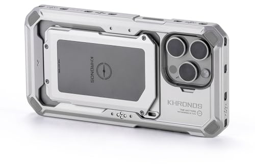 TILTA Khronos Phone Cage per iPhone 15 Pro Max, mobile video rig in lega di alluminio, stabilizzatore per smartphone per videoregistrazione/YouTube/Vlog/Videografia - Bianco titanio TK-IP15-PMFC-TW